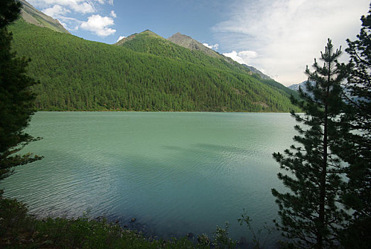 漂亮,山景,靠近,湖,高山湖,山地,水,山谷