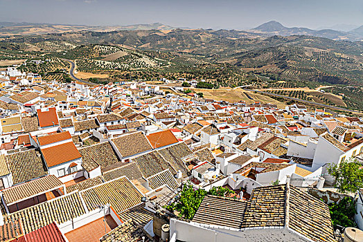 风景,上方,白色,乡村,奥维拉,省,安达卢西亚,西班牙,欧洲