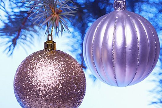 紫色,圣诞节,彩球