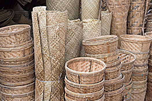 销售,竹篮,市场,若开邦,缅甸,大幅,尺寸