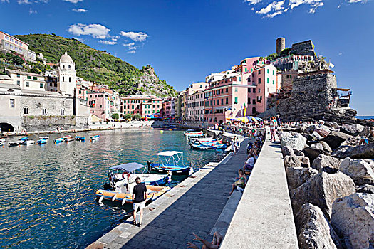 港口,墙壁,维纳扎,五渔村,省,利古里亚,意大利,欧洲
