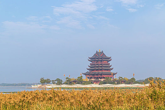 中国江苏苏州市著名景点阳澄湖半岛浅水湾风光