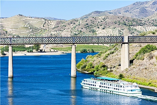 铁路,高架桥,游船,山谷,葡萄牙