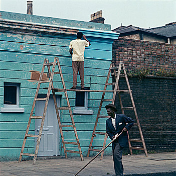 男人,户外,商务,房屋,城镇,伦敦,60年代,艺术家
