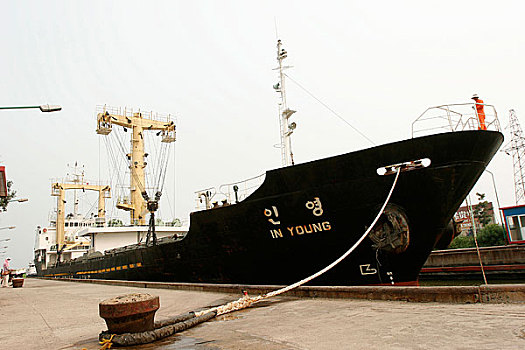 进入天津港的轮船