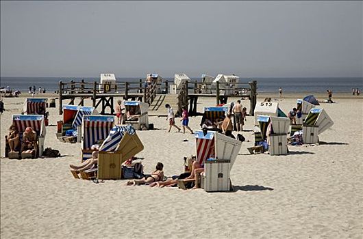 沙滩椅,海滩,北方,石荷州,德国,欧洲