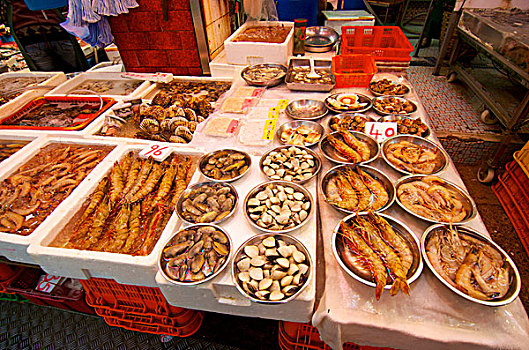 香港,街道,鱼市,展示,器物