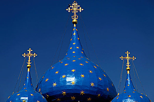 欧洲,俄罗斯,蓝色,圆顶,大教堂,圣诞,世界遗产