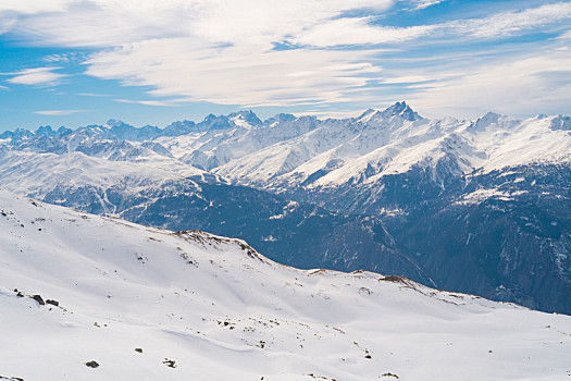 阿尔卑斯山,山,冬天,全景,国家公园,法国