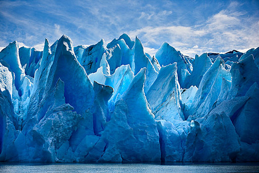 冰河,灰色,崎岖,正面,托雷德裴恩国家公园,智利,南美