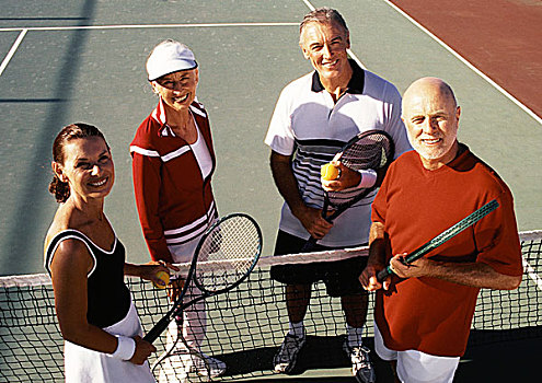 四个,成熟,网球手,球场,头像