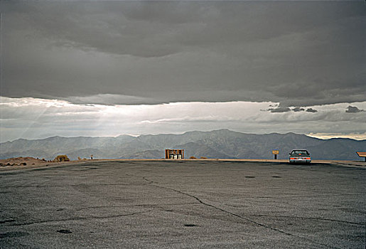 老爷车,停放,风景,视点,停车场,死亡谷国家公园,加利福尼亚