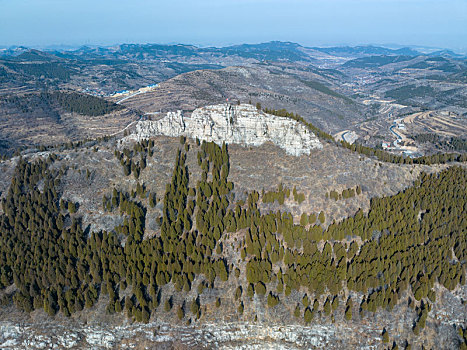 航拍济南彩石劈山