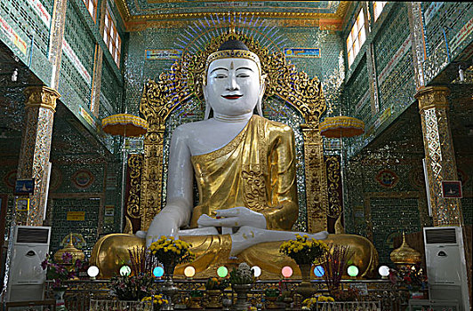 佛像,塔,传说,山,缅甸,亚洲
