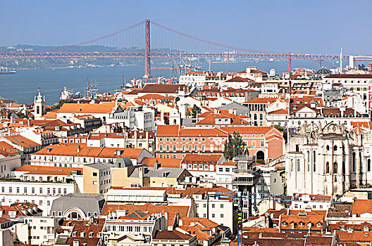 远眺,里斯本,桥,葡萄牙,欧洲