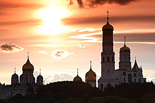 俄罗斯,莫斯科,克里姆林宫,日落