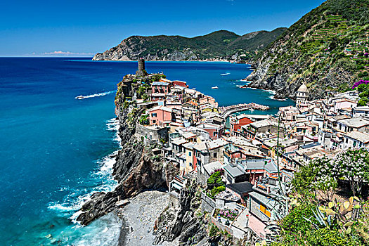 彩色,房子,渔村,维纳扎,世界遗产,五渔村国家公园,利古里亚,意大利,欧洲