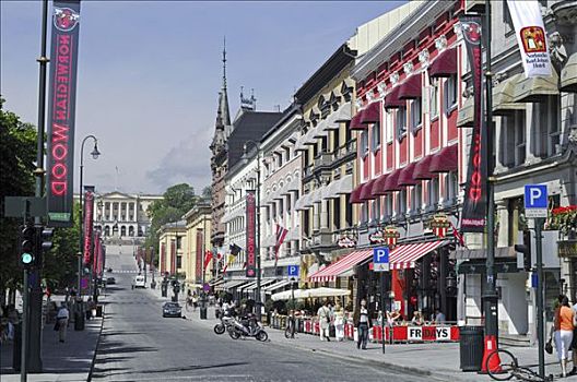 主要街道,奥斯陆,挪威,斯堪的纳维亚,欧洲