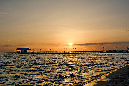 沙滩夕阳美景