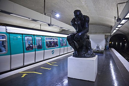 罗丹,雕塑,地铁站,巴黎,法国