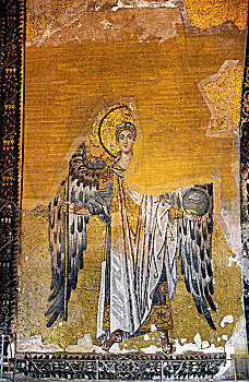 镶嵌图案,天使长,加百利,圣索菲亚教堂,伊斯坦布尔,土耳其