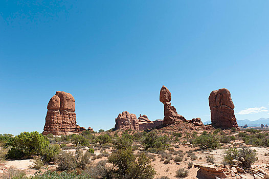 红色,砂岩,平衡石,拱门国家公园,犹他,西部,美国,北美