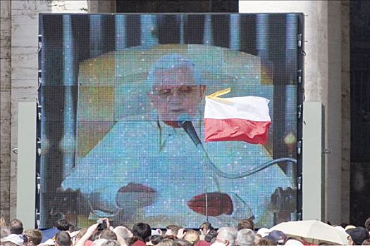 教皇,读,观众,波兰,旗帜