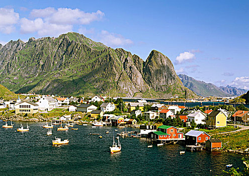 港口,瑞恩,罗弗敦群岛,挪威,斯堪的纳维亚,欧洲