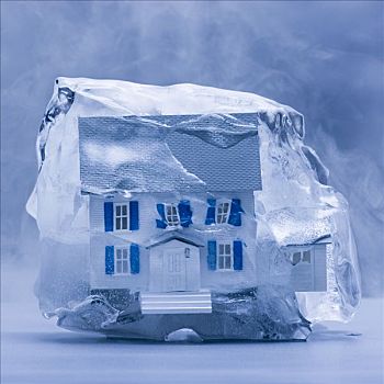 房子,冰冻,冰块