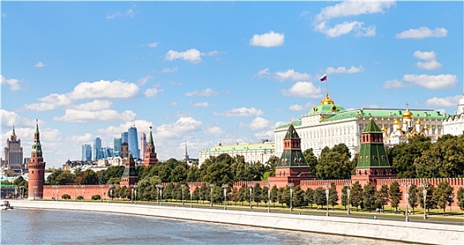 全景,莫斯科,河,克里姆林宫,城市