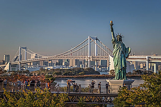 日本,东京,城市,东京湾,彩虹桥,自由女神像