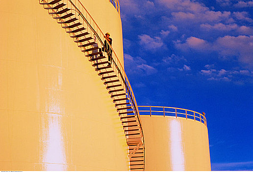 男人,走,向上,楼梯,卡尔加里,艾伯塔省,加拿大