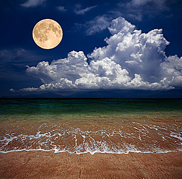 海滩,月亮