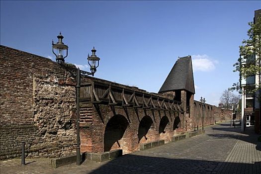 城墙,杜伊斯堡,鲁尔区,北莱茵威斯特伐利亚,德国,欧洲