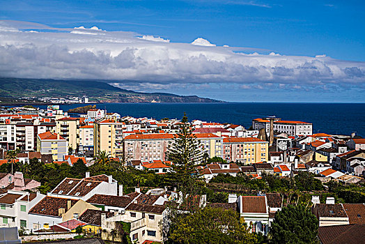 葡萄牙,亚速尔群岛,岛屿,俯视图,东方,郊区