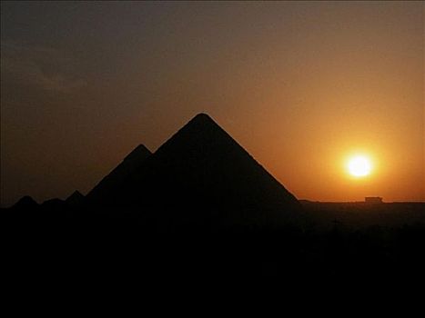 剪影,金字塔,日落,吉萨金字塔,开罗,埃及