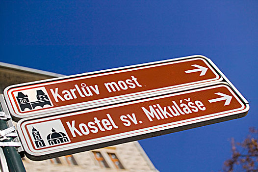 路标,柱子,布拉格,捷克共和国