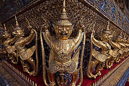 金色,排列,庙宇,曼谷,泰国