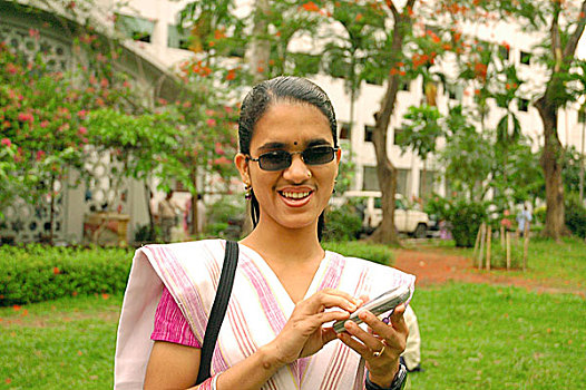 视觉障碍,学生,达卡,大学,手机,孟加拉,五月,2006年