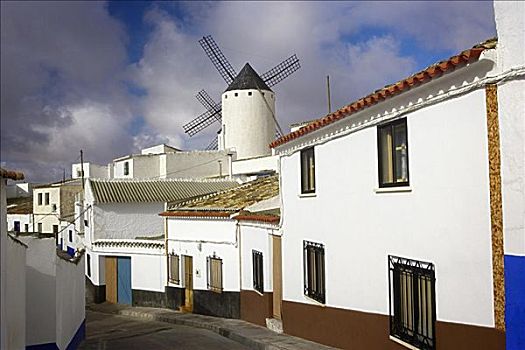 风车,乡村,拉曼查,西班牙
