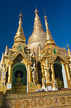 金佛塔,大金塔,庙宇,仰光,缅甸,亚洲