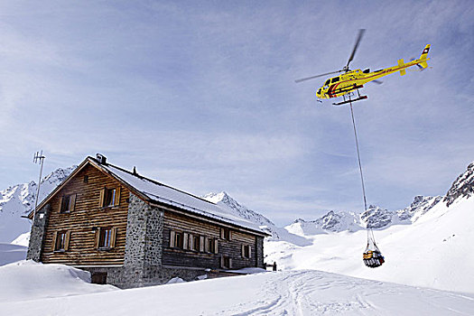 瑞士,直升飞机,供给,飞行,冬天