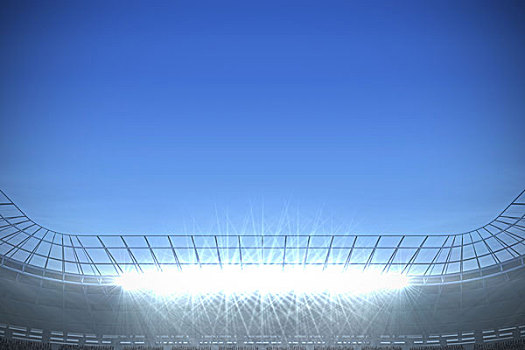 大,足球场,聚光灯,鲜明,蓝色