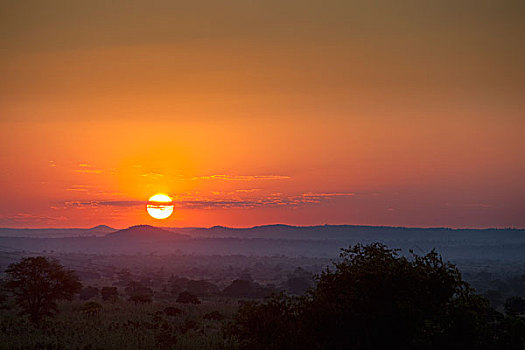 日落,上方,非洲,莫桑比克