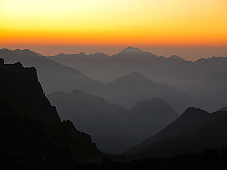 山谷,风景,黎明,日出,奥斯塔谷,意大利,欧洲