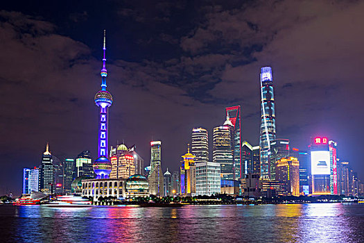 浦东,金融区,东方明珠塔,夜晚,上海,中国,亚洲