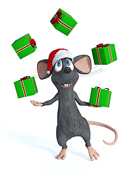 卡通,老鼠,杂耍,圣诞礼物