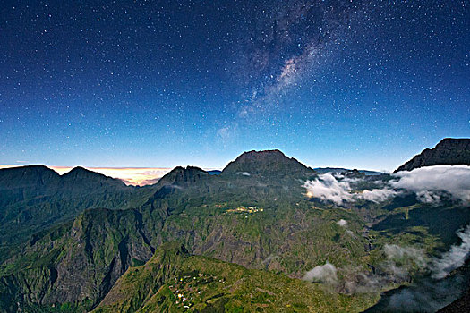 夜晚,风景,法国,岛屿,团聚,印度洋