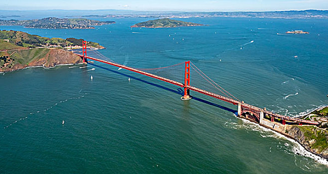 航拍,金门大桥,风景,太平洋,旧金山,旧金山湾,区域,加利福尼亚,美国,北美