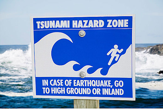 海啸,警告标识,俄勒冈,美国